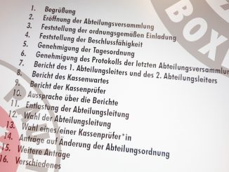 Symbilbild mit dem Logo der Boxabteilung und der Tagesordnung der Abteilungsversammlung