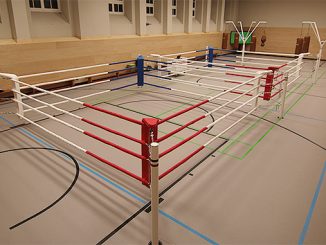 Trainingshalle der Boxabteilung des FC St. Pauli mit Boxringen.