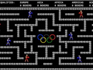 Bild mit einem Labyrinth, in dem sich Boxer auf das Ziel der Olympischen Spiele hin bewegen